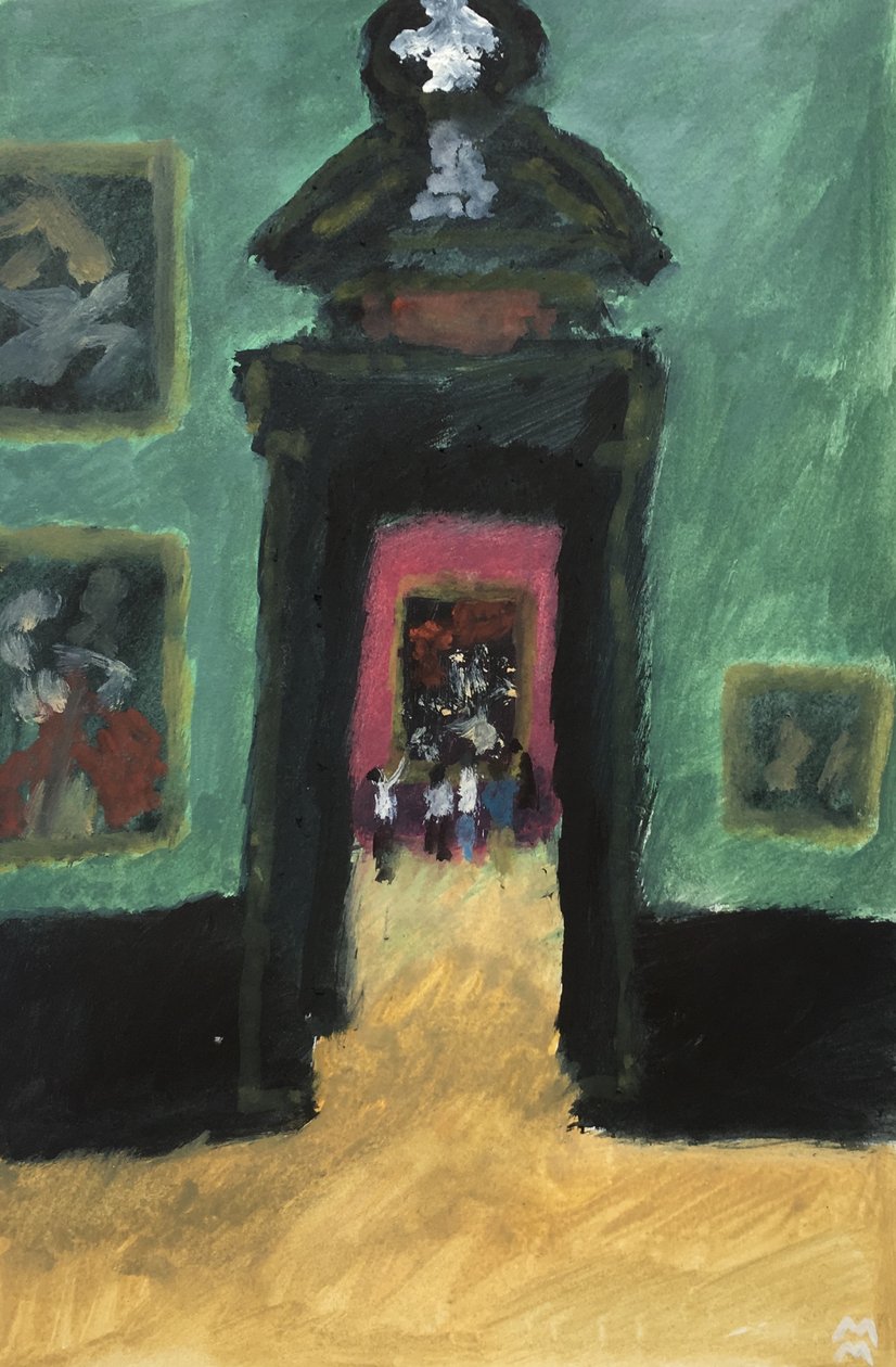 Vihreä huone Wienin museossa, 2019 (öljy paperille). tekijältä Maria Magenta