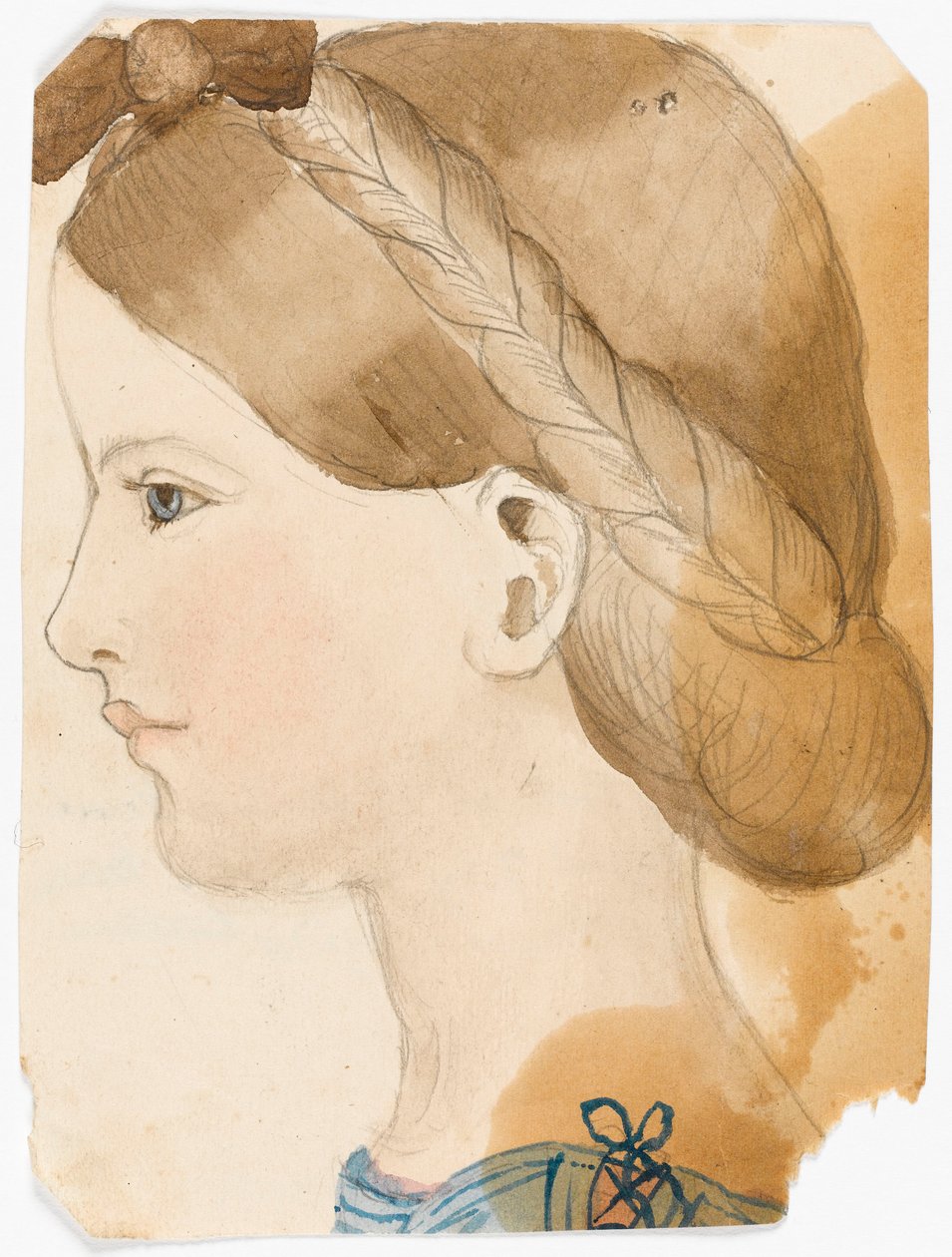 M Rose Herschelin 7-vuotias muotokuva (1851), jonka on piirtänyt hänen 11-vuotias sisarensa Maria. tekijältä Maria Sophia Herschel