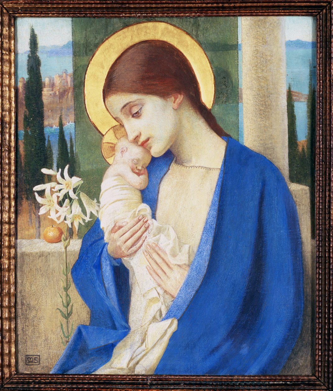 Madonna ja lapsi, n. 1905 (tempera taulussa) tekijältä Marianne Stokes