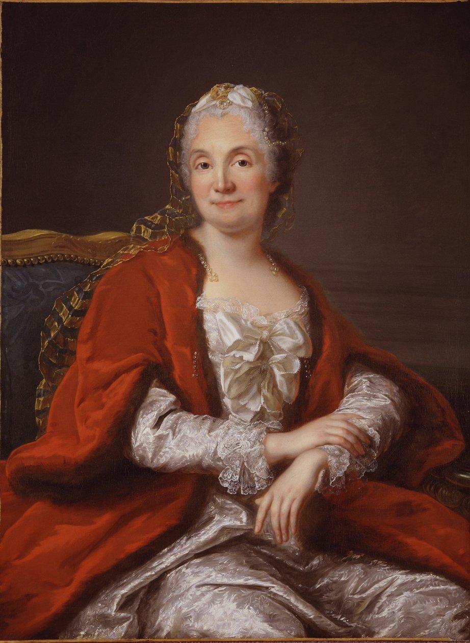 Marie Therese Rodet Geoffrin, saloniere francaise - Madame Geoffrinin muotokuva (1699-1777), kirjoittanut Loir, Marianne (1715-1769). Öljy kankaalle, n. 1760. Yksityiskokoelma tekijältä Marianne Loir