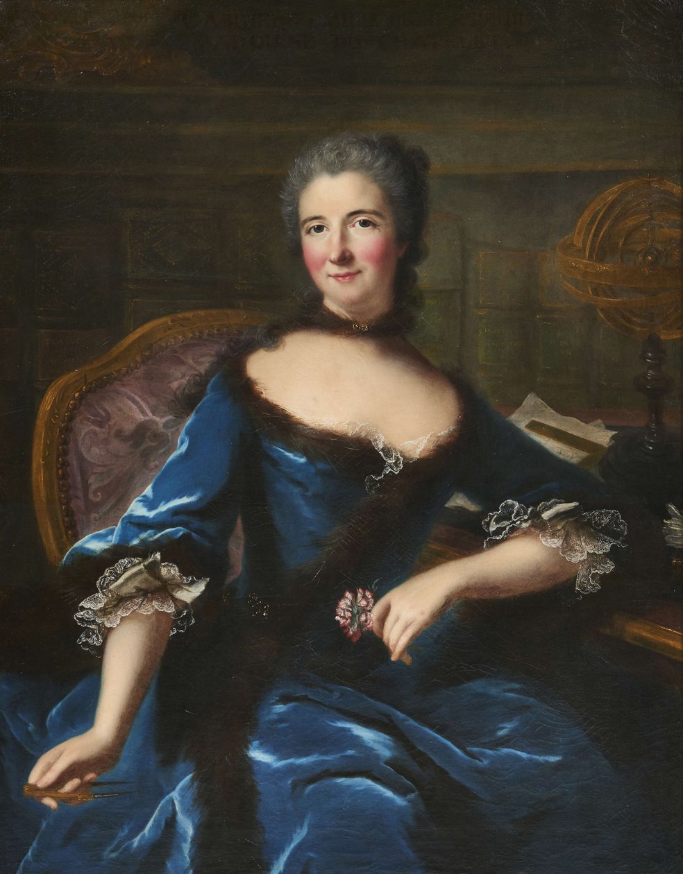 Gabrielle Emilie Le Tonnelier de Breteuilin muotokuva, Marquise du Châtelet 1706-1749, noin 1748. tekijältä Marianne Loir