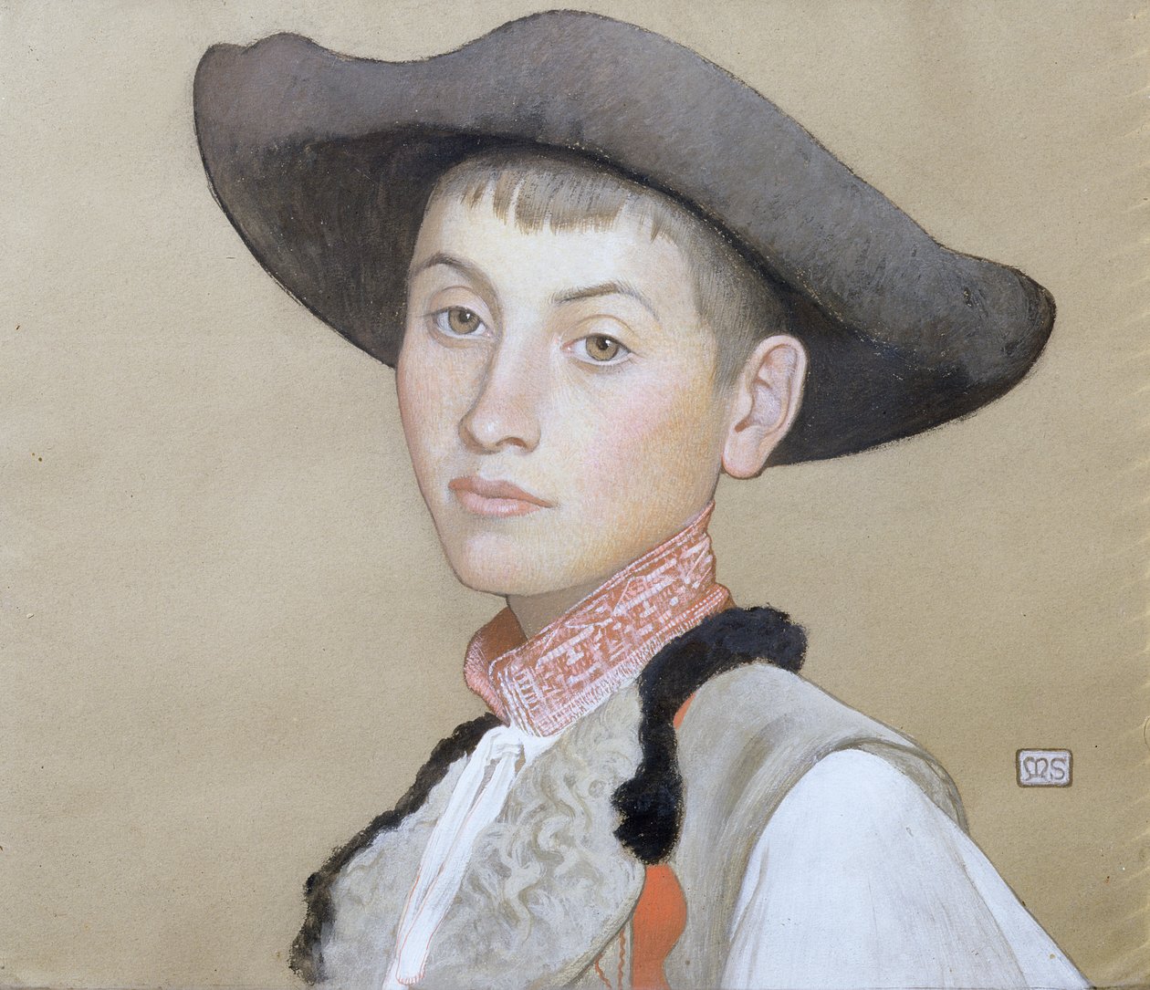 Nuori slovakki (vartalonväri paperilla) tekijältä Marianne Stokes
