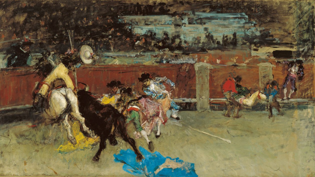 Corrida de toros. Picador ferit - Fortuny, Maria (1838-1874) - ca 1867 - Oli sobre tela - 80,5x140,7 - Museo Carmen Thyssen, Malagafinnish tekijältä Mariano Fortuny y Marsal
