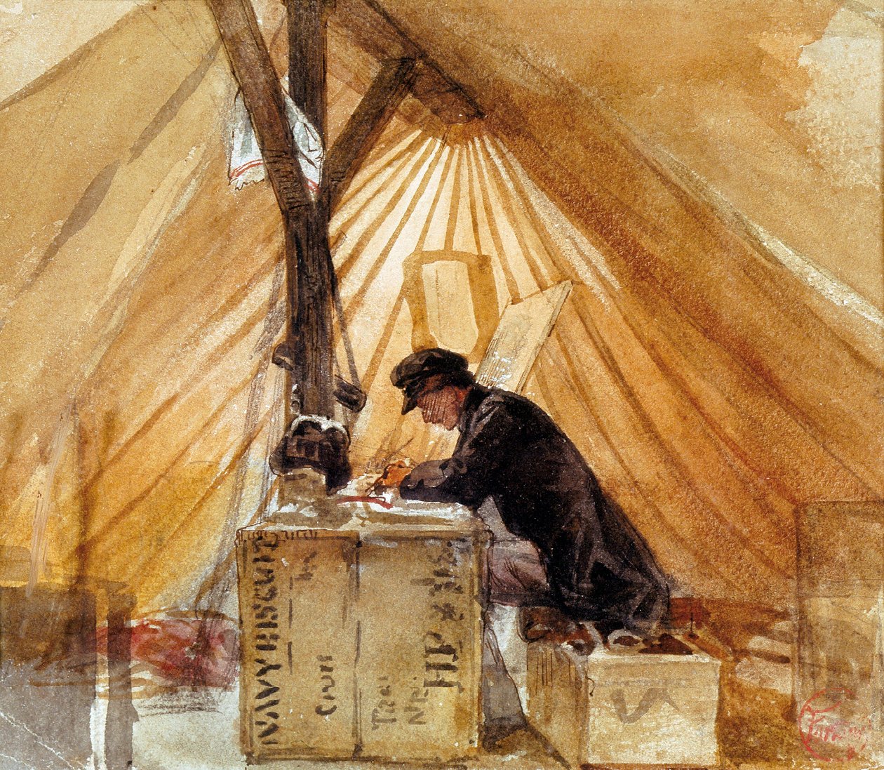 Meidän teltta. Mariano Fortunyn (1838-1874) maalaus. Akvarelli, toteutettu Afrikan sodan aikana (1859-1860), espanjalainen koulu, romanttinen taide. Salvador Vilasecan aluemuseo, Reus (Espanja). tekijältä Mariano Fortuny y Marsal