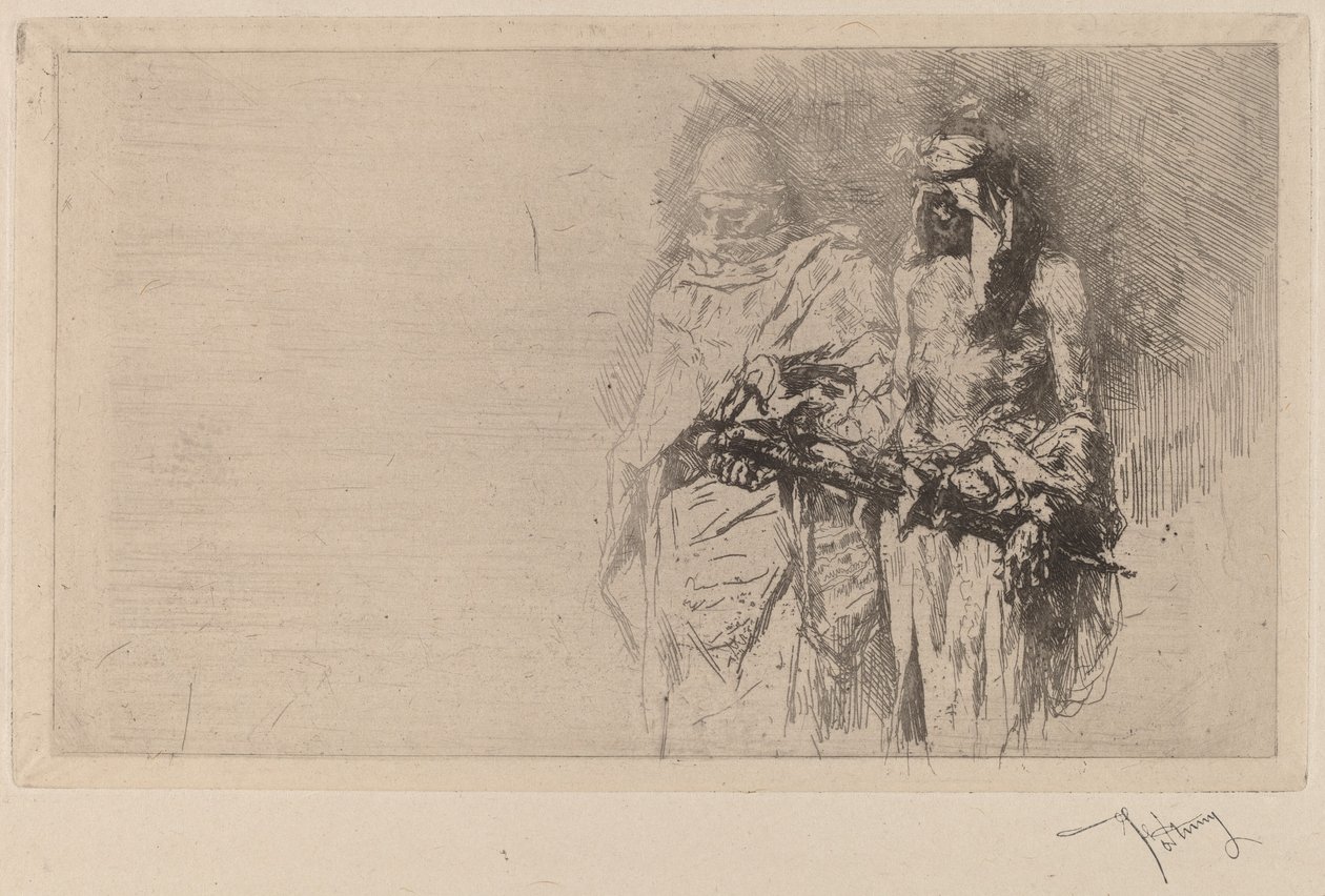Croquis (kaksi arabialaista hahmoa) tekijältä Marià Fortuny