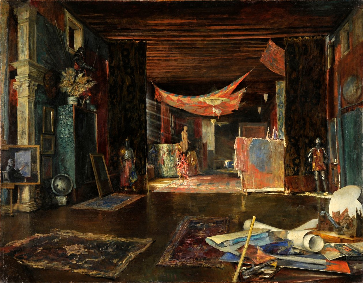 Taiteilijan ateljee Palazzo Pesaro Orfeissa. tekijältä Mariano Fortuny y Madrazo