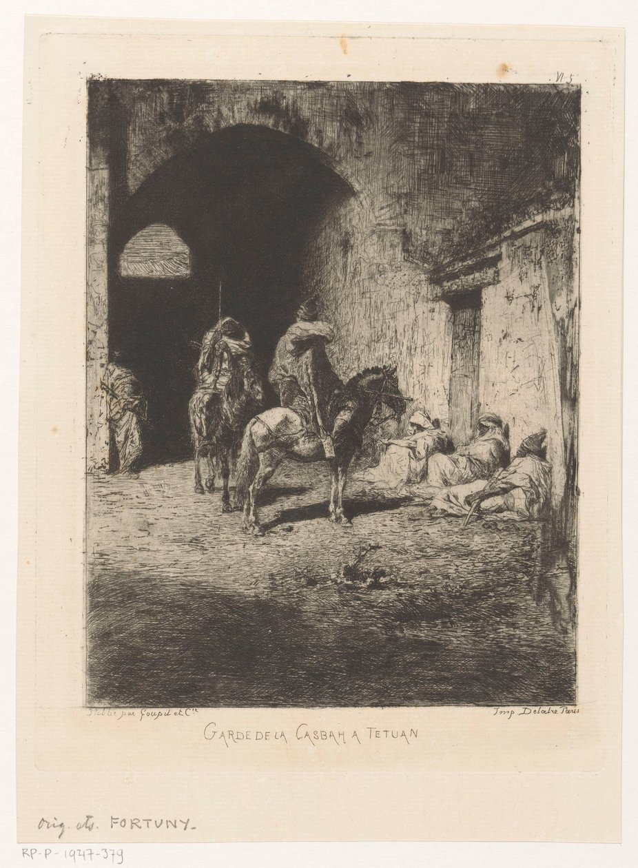 Bewakers van de kasba te Tetouan Casbaha Tetuan Guard (nimi esineessä) tekijältä Mariano José María Bernardo Fortuny y Carbó