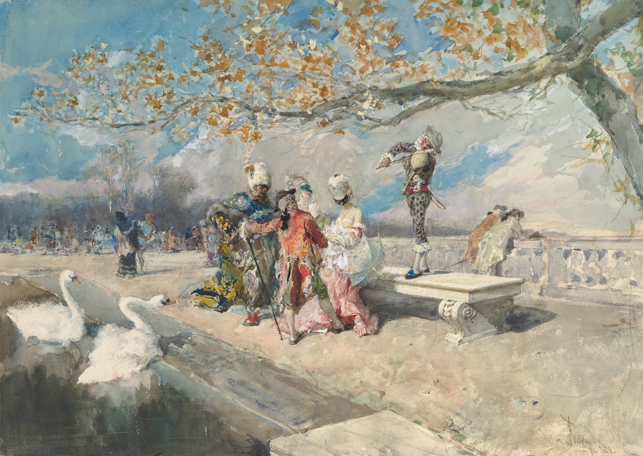 Naamiaiset, 1800-luvun puoliväli. tekijältä Mariano José María Bernardo Fortuny y Carbó