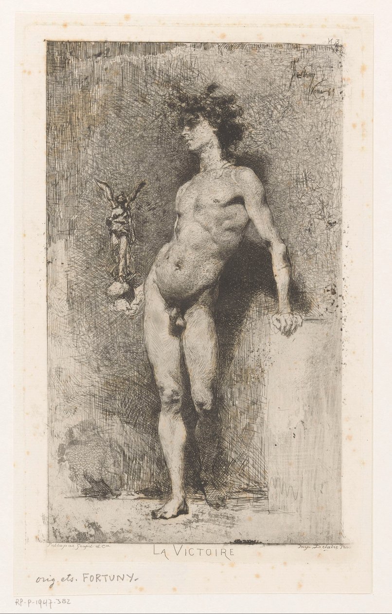 Alaston mies Niken kanssa La Victoire (nimi esineessä) tekijältä Mariano José María Bernardo Fortuny y Carbó