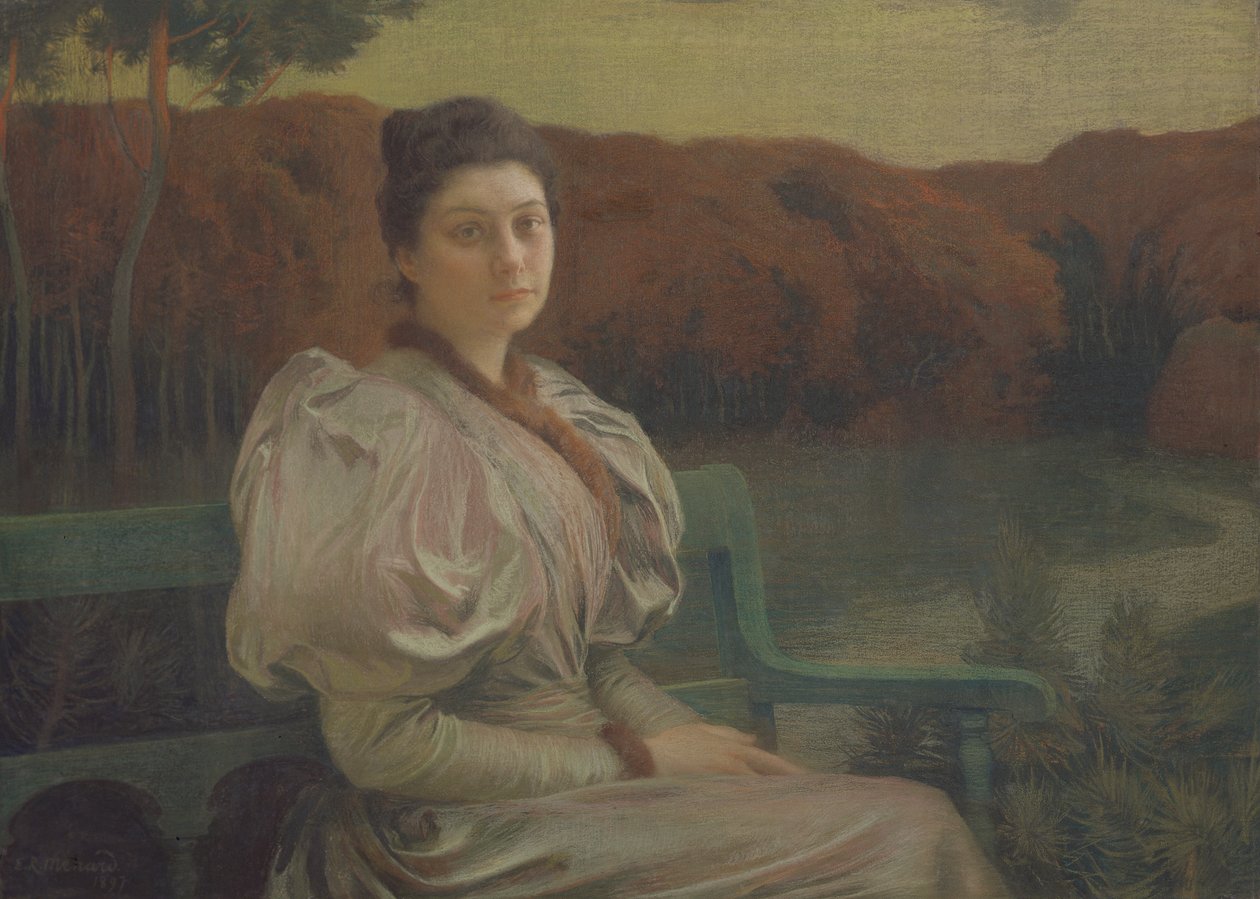 Louise Galtier-Boissieren muotokuva, 1897 (pastelli kankaalle) tekijältä Marie Auguste Emile Rene Menard
