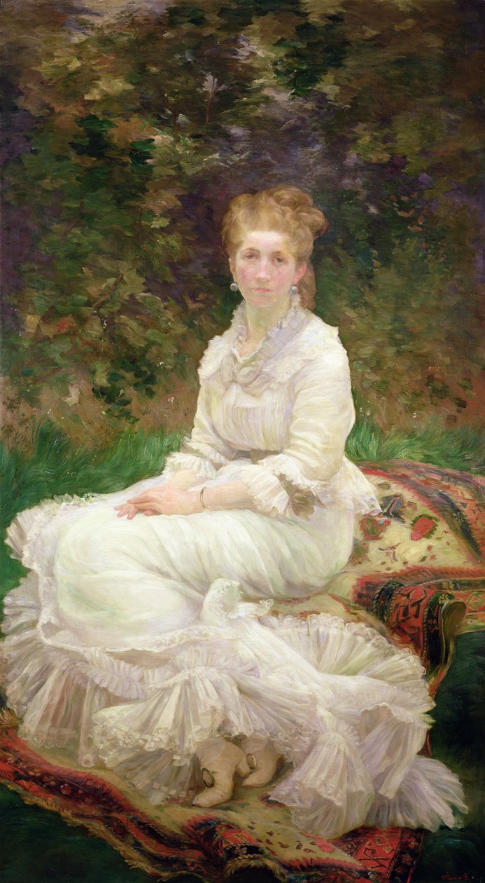 Nainen valkoisissa, n. 1880 tekijältä Marie Bracquemond