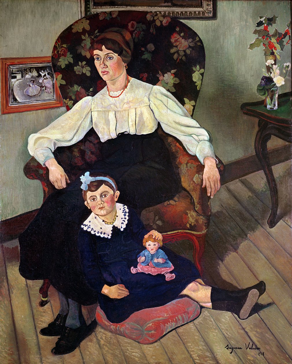 Muotokuva Marie Cocasta ja hänen tyttärestään, 1913 tekijältä Marie Clementine (Suzanne) Valadon