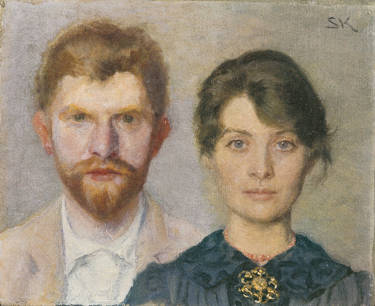 Kaksoismuotokuva Mariasta ja P.S. Kroyer tekijältä Marie Krøyer