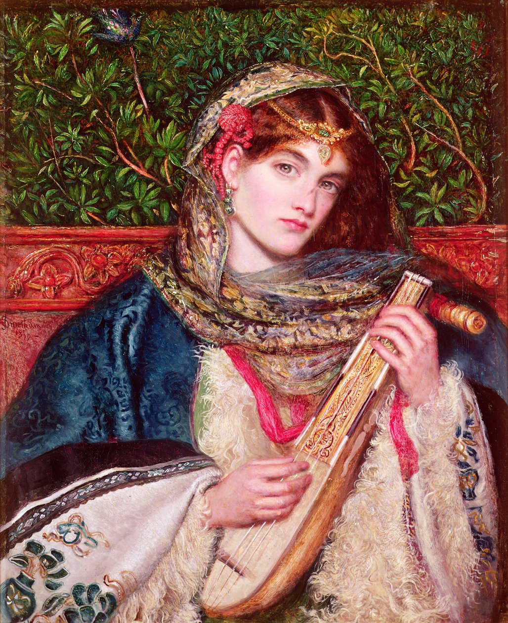 Tyttö soittaa musiikkia tekijältä Marie Spartali Stillman