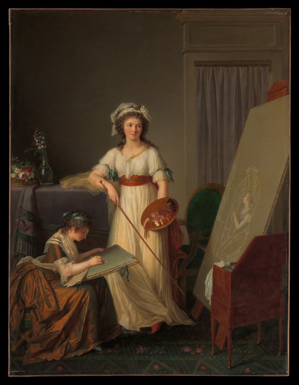 Taiteilijan ateljee tai maalarin ateljee tekijältä Marie Victoire Lemoine