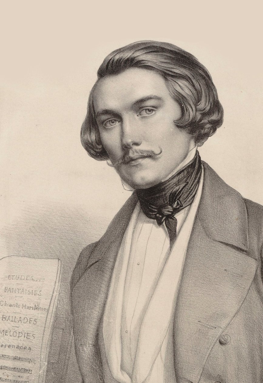 Pianisti ja säveltäjä Alfred Quidantin muotokuva 1815-1893, n. 1840. tekijältä Marie Alexandre Menut Alophe