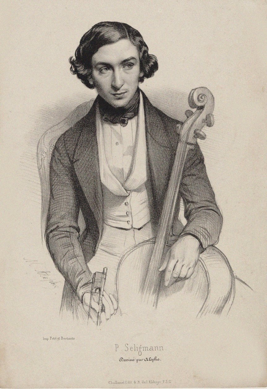 Sellisti ja säveltäjä Hippolyte Prosper Seligmannin muotokuva 1817-1882, 1840. tekijältä Marie Alexandre Menut Alophe