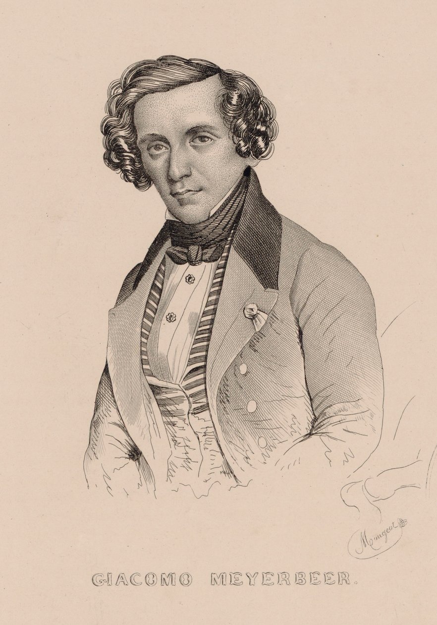 Säveltäjä Giacomo Meyerbeerin muotokuva 1791-1864, 1836. tekijältä Marie Alexandre Menut Alophe