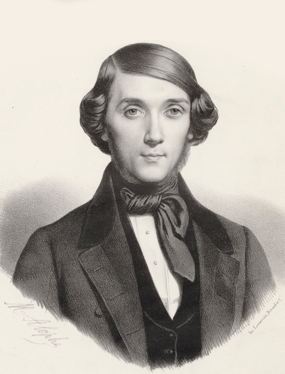 Pianisti ja säveltäjä Jean-Henri Ravinan muotokuva 1818-1906, n. 1845. tekijältä Marie Alexandre Menut Alophe