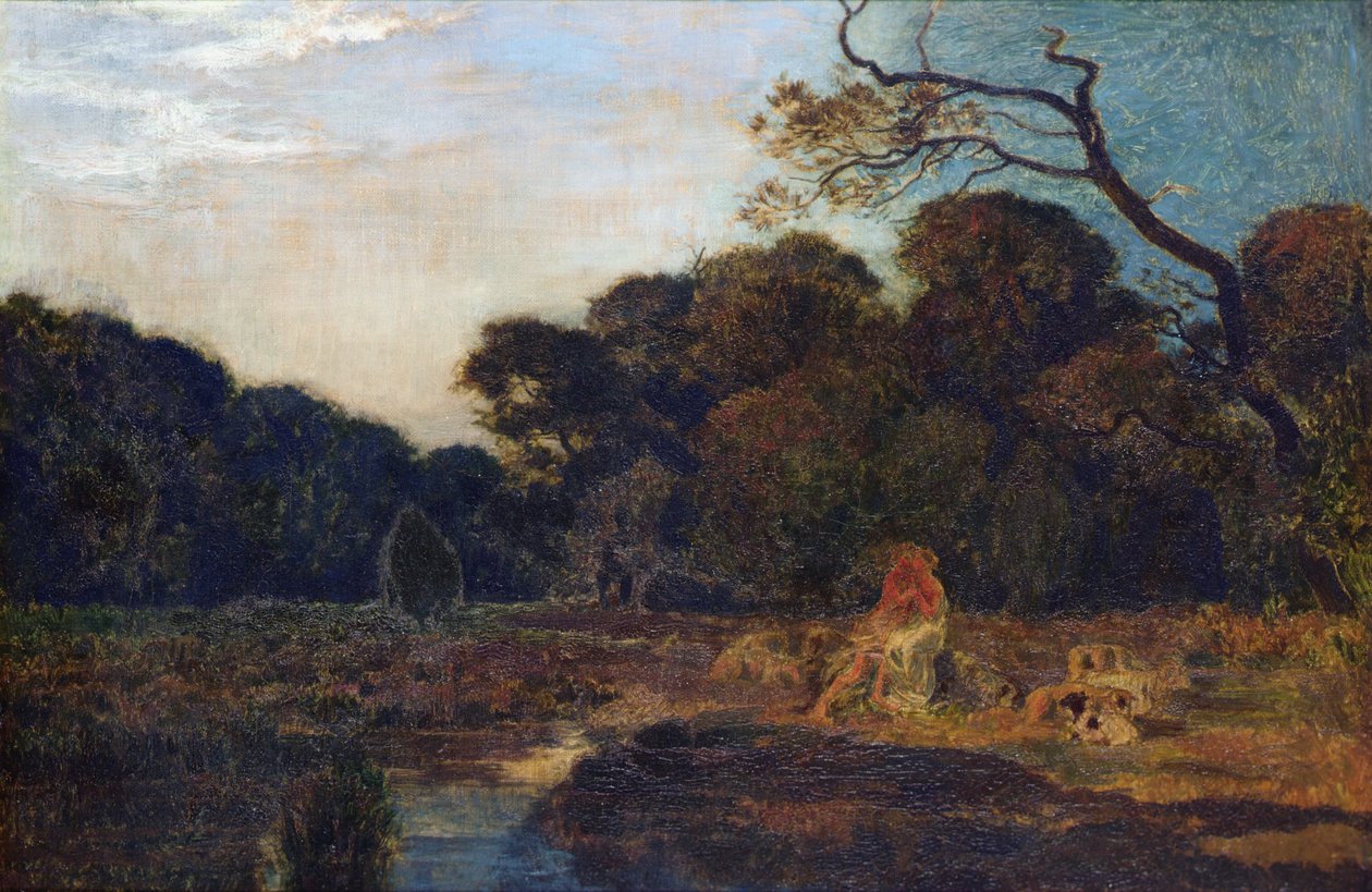 Lovers in a Landscape (öljy kankaalle) tekijältä Marie Auguste Emile Rene Menard