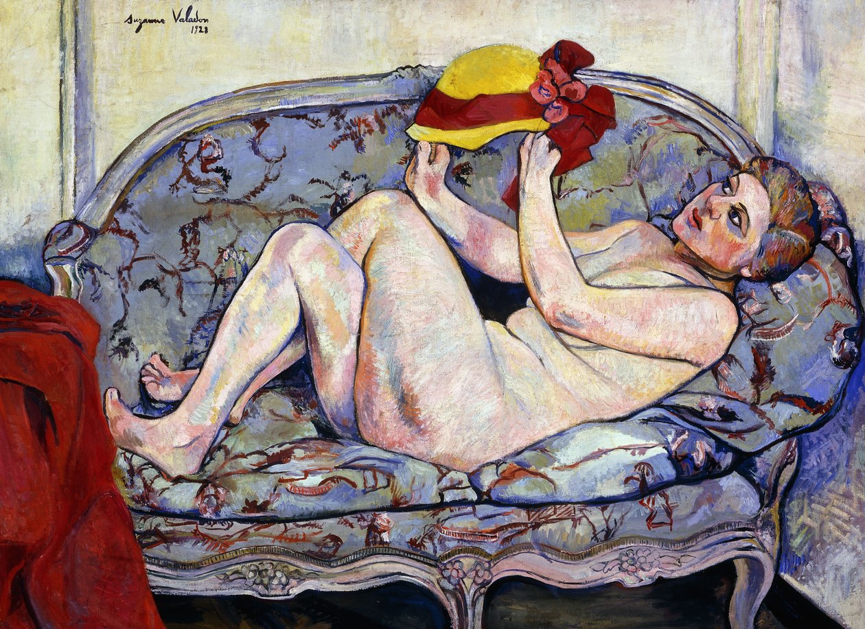 Alaston kurkottaminen sohvalle; Alaston makaa sohvalla, 1928 tekijältä Marie Clementine Valadon