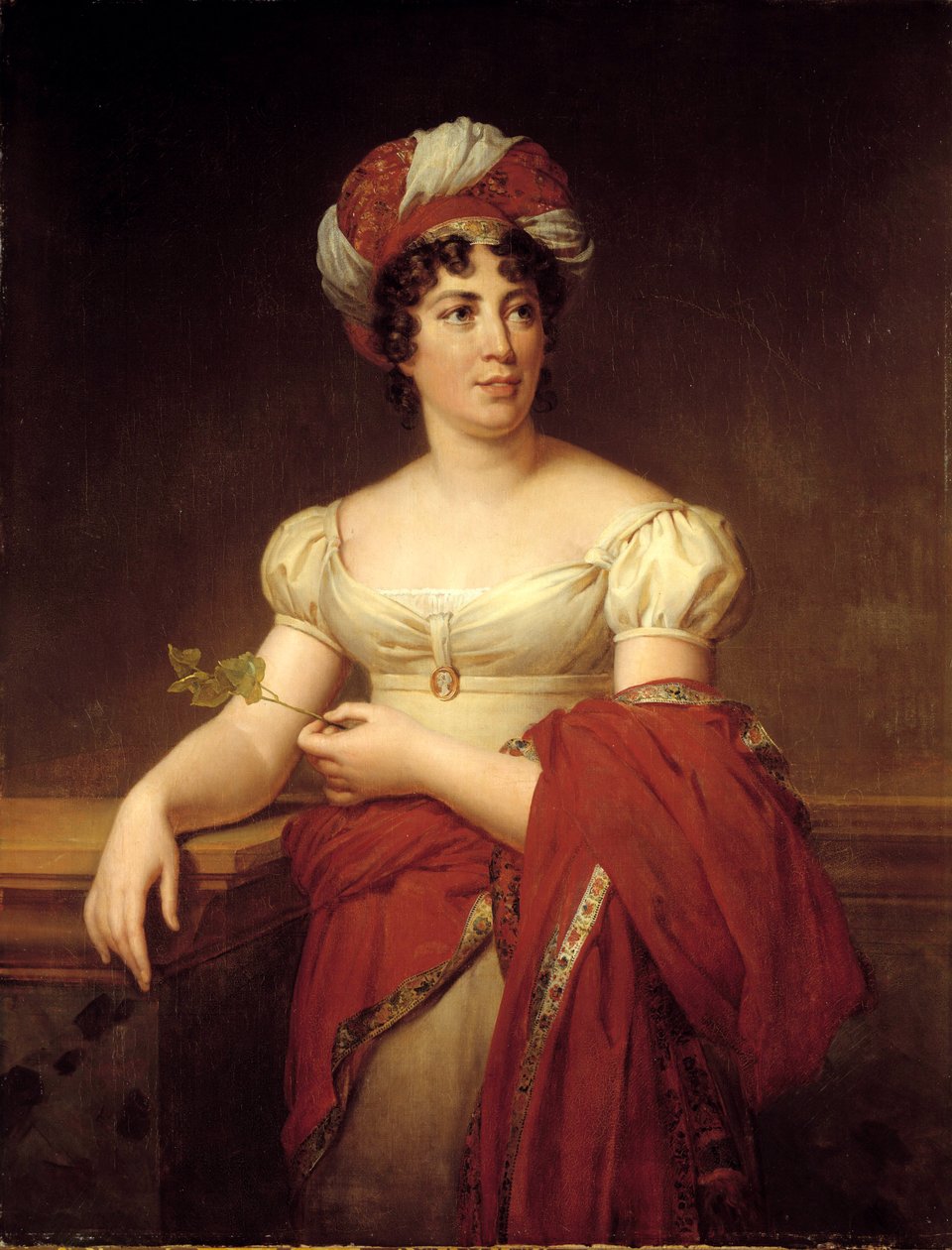 Germaine Neckerin muotokuva, Stael Holsteinin paronitar Madame de Stael (1766-1817), sveitsiläinen kirjailija ja esseisti. Marie Eleonore Godefroidin (1778-1849) maalaus tekijältä Marie Eleonore Godefroid