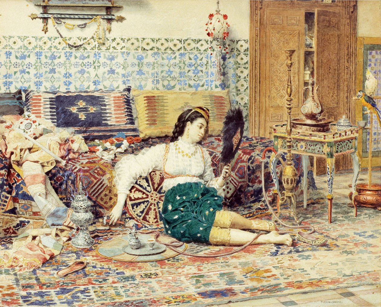 Kaunis itämainen Firmin-Girard (Firmin Girard), Francois Marie (1838-1921), - Vesiväri paperille, 38x47 - Yksityiskokoelma tekijältä Marie Francois Firmin Girard
