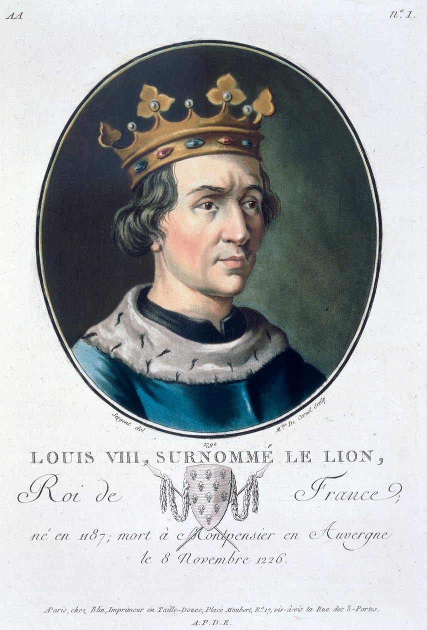 Louis VIII, joka tunnetaan nimellä "leijona", Ranskan kuningas, 1790 tekijältä Marie Jeanne Louise Francoise Suzanne Champion