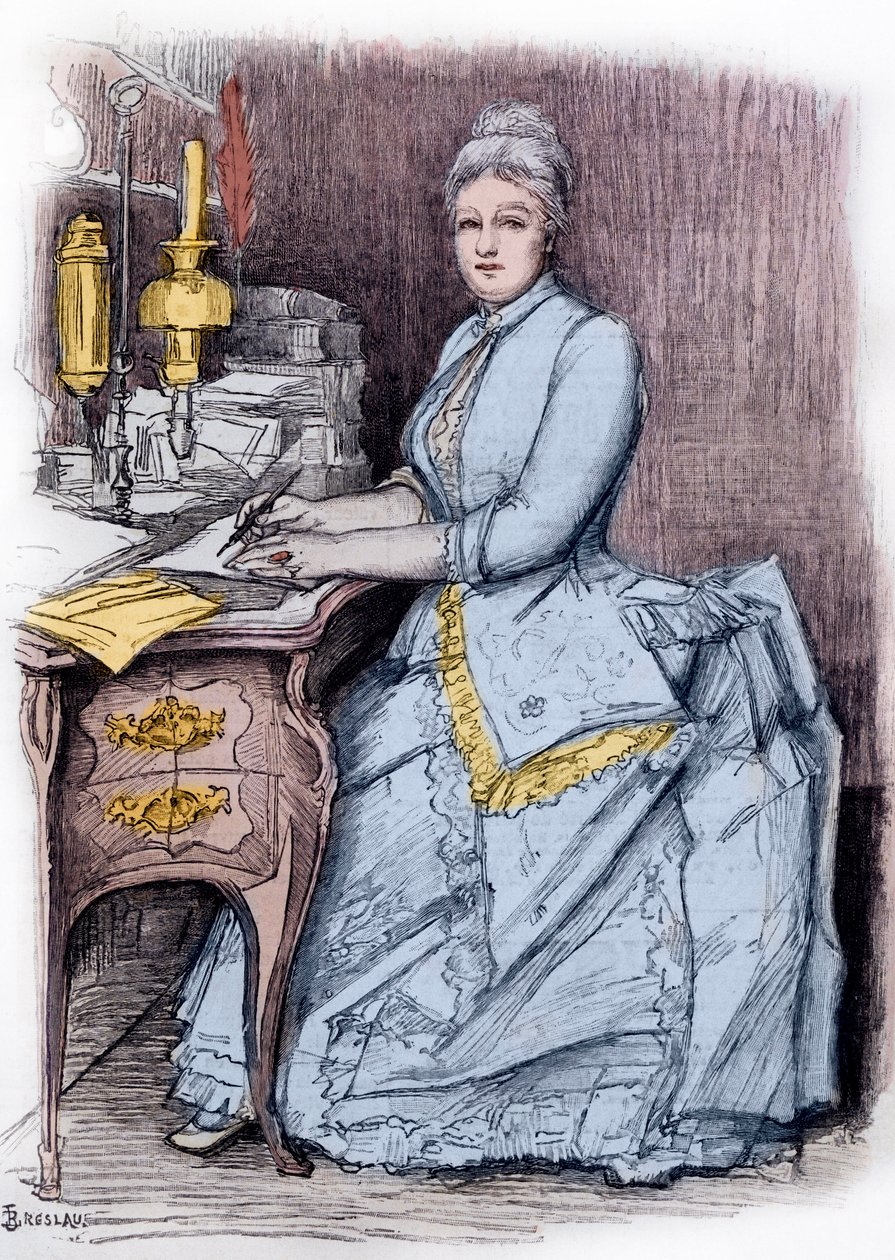 Juliette Lamber (Mme Edmond Adam) (1836-1936), nainen ranskalaisilla kirjaimilla - Louise Catherine Breslaun (1856-1927) kaiverrus, yksityinen kokoelma tekijältä Marie Louise Catherine Breslau