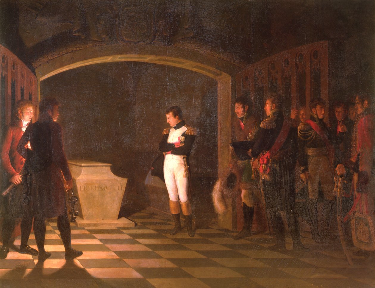 Napoleon meditoi Preussin Frederick II:n haudan edessä, Potsdam, 25. lokakuuta 1806 tekijältä Marie Nicolas Ponce Camus