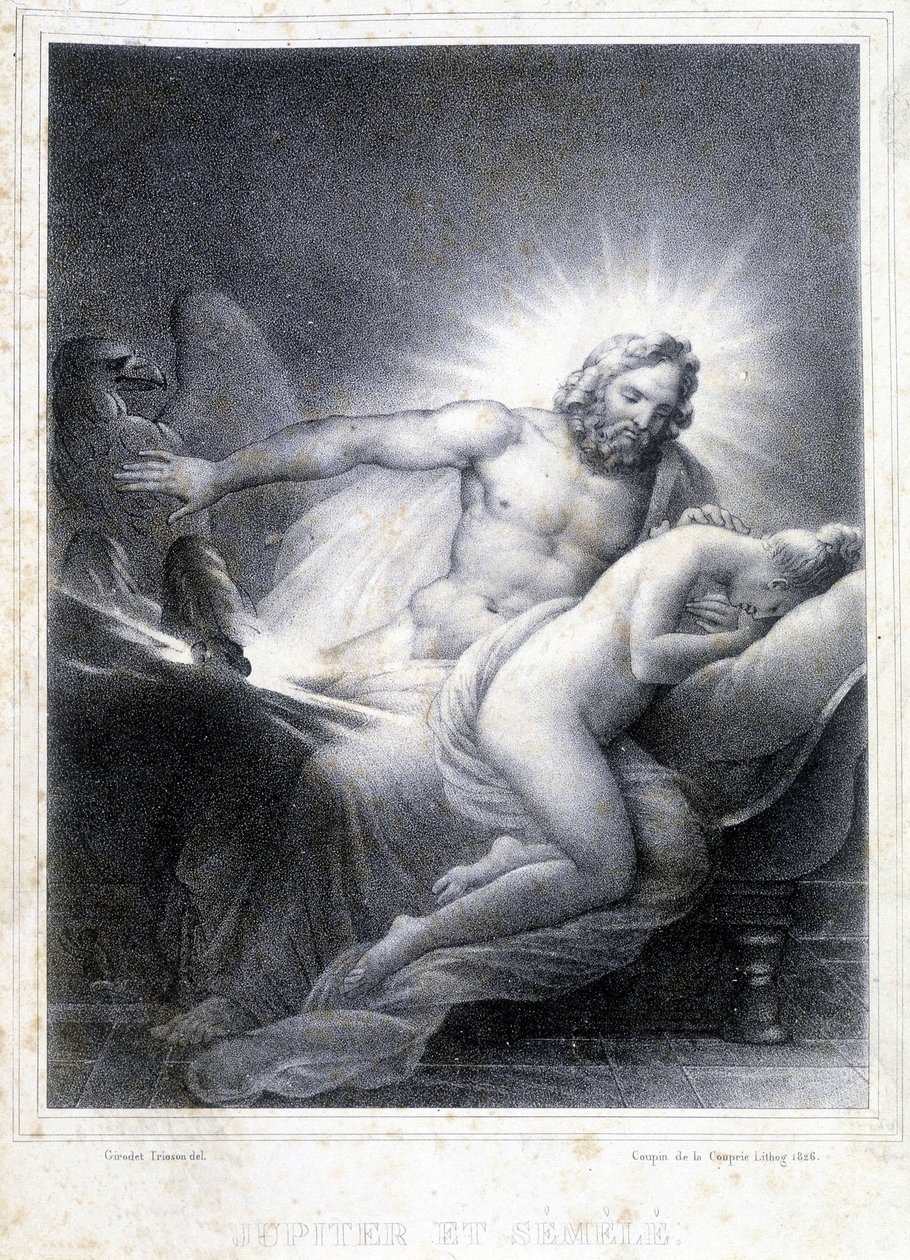 Jupiter ja Semelee. Coupin de Couprien vuonna 1826 tekemä litografia. tekijältä Marie Philippe Coupin de la Couperin