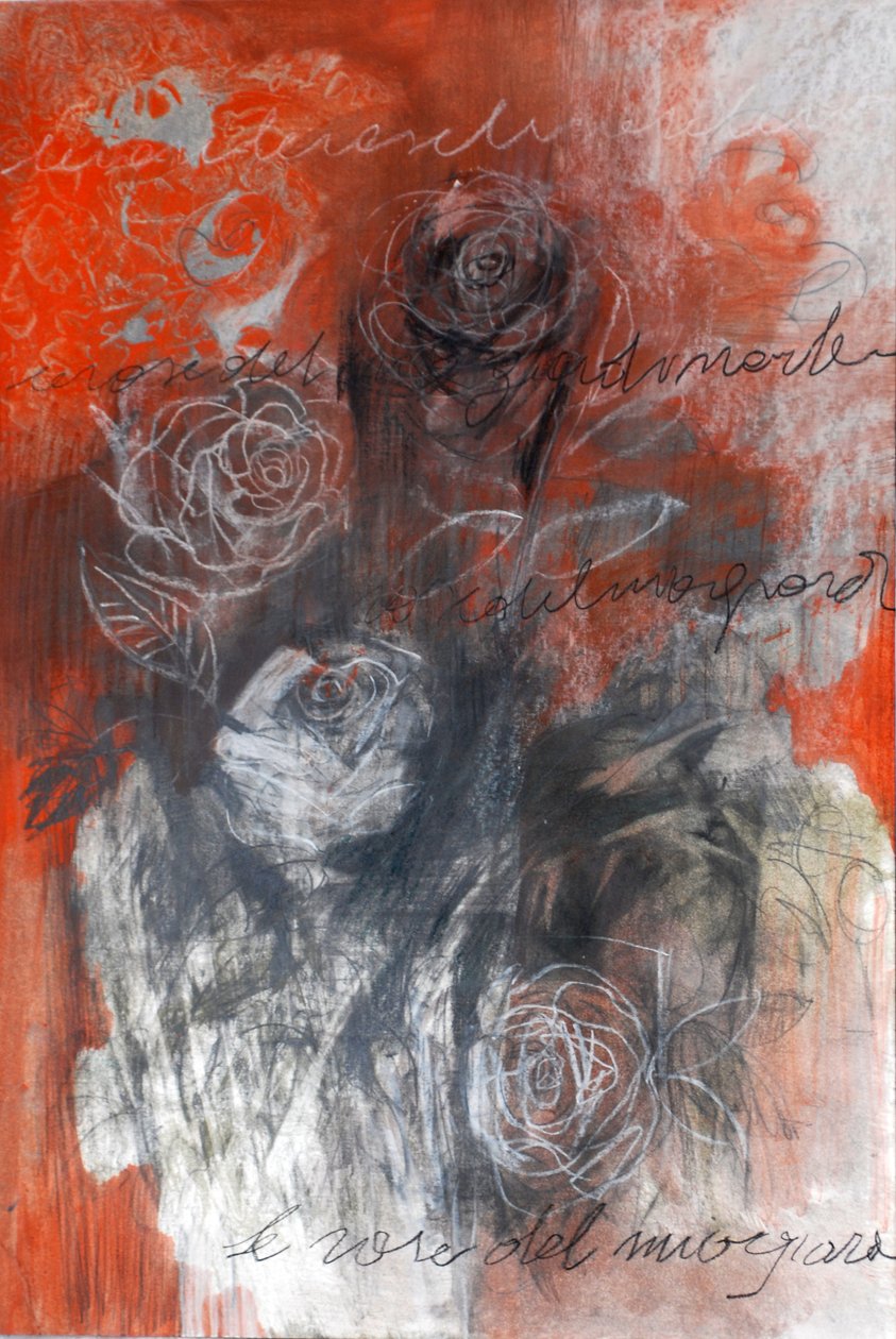 Redroses, 2023 (sekatekniikka paperille) tekijältä Marina Falco
