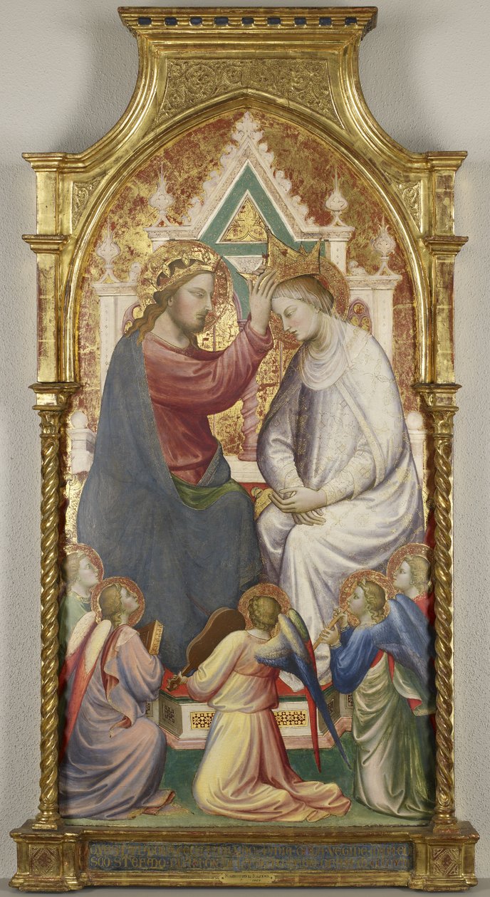 The Coronation of the Virgin with Five Music-Making Angels, 1408 (tempera on poplar panel)finn tekijältä Mariotto di Nardo