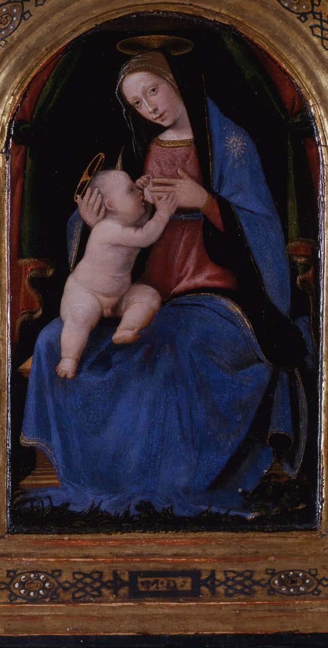 Triptyykki, keskipaneeli: Enthroned Maria lactans, 1500 tekijältä Mariotto Albertinelli