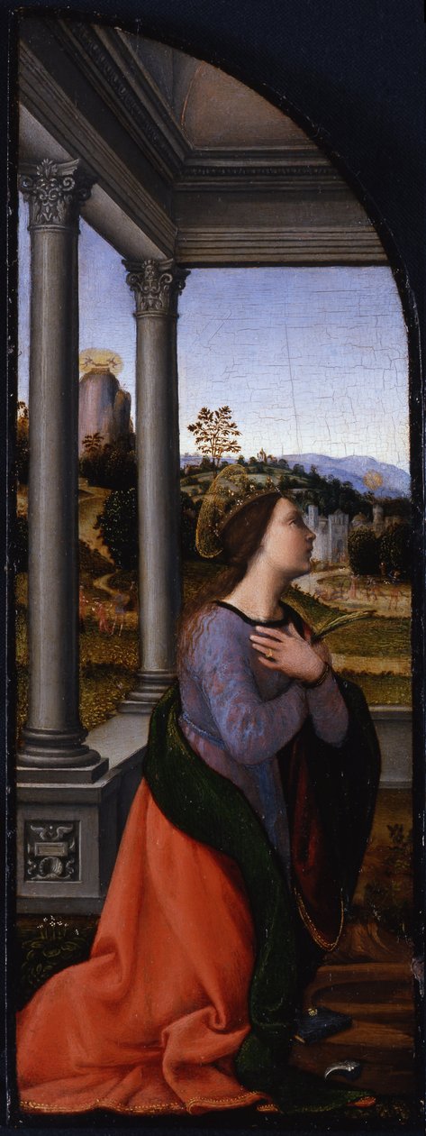 Triptyykki, vasen paneeli: Pyhä Katariina Aleksandrialainen, 1500 tekijältä Mariotto Albertinelli