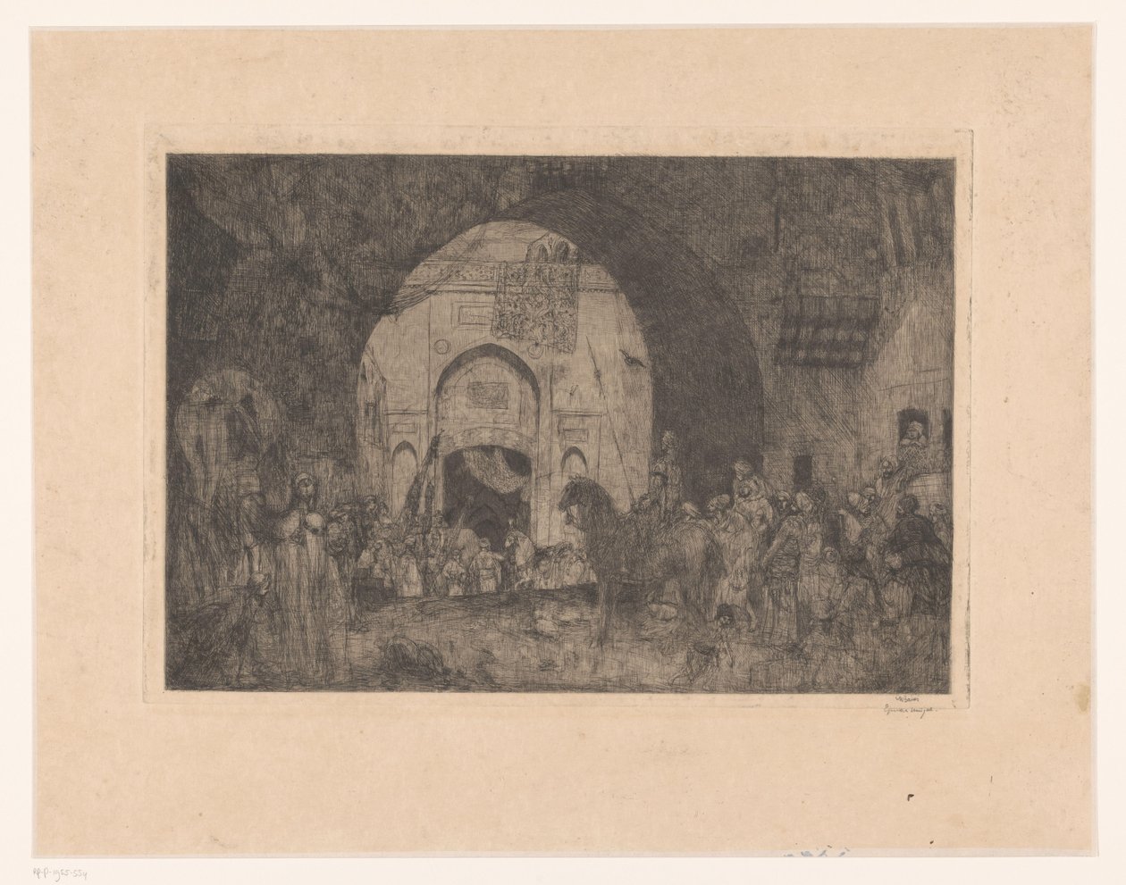 Idän ratsumiehet ja ihmiset portilla tekijältä Marius Bauer (signed by artist)