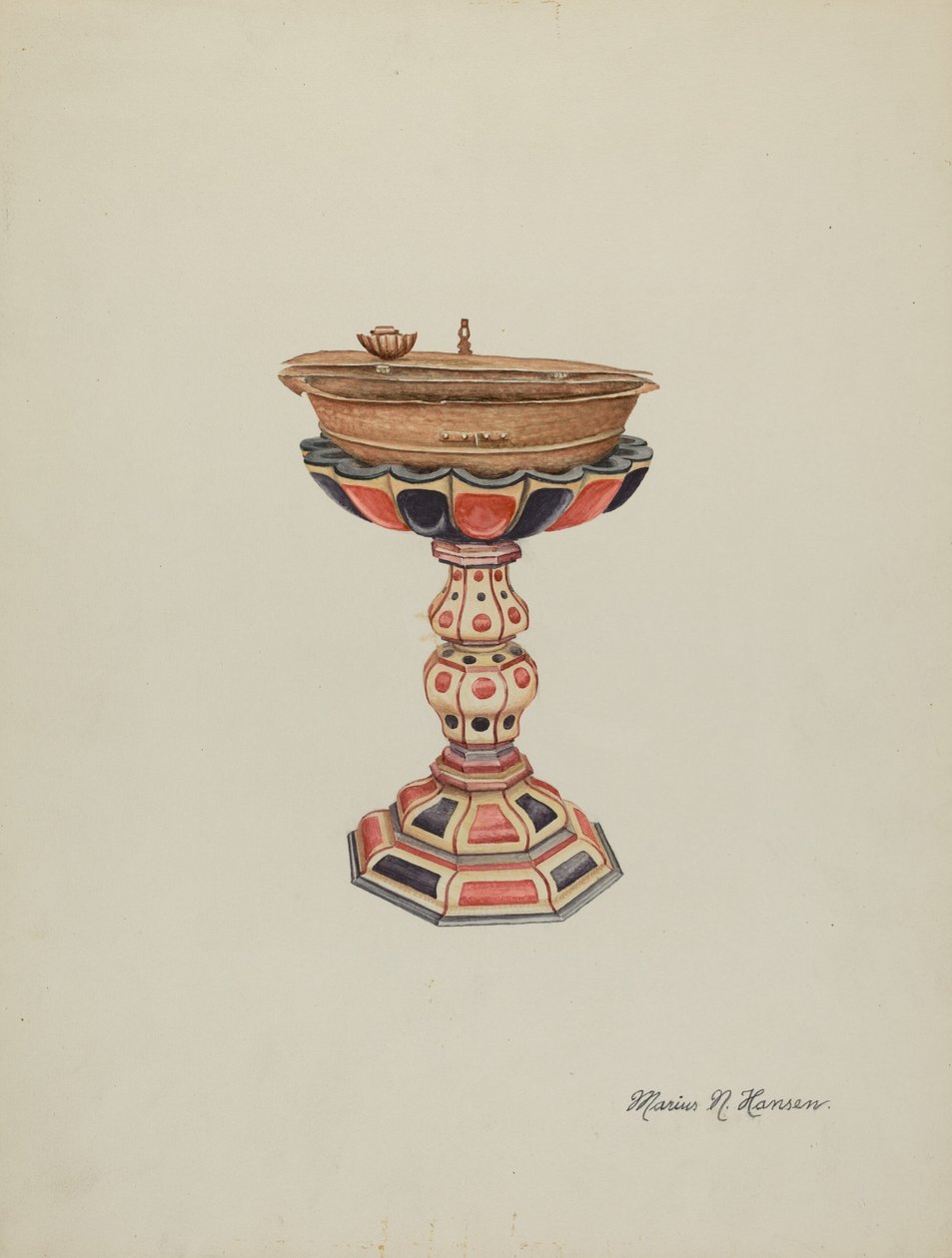 Kastefontti ja -jalusta, c. 1939. tekijältä Marius Hansen