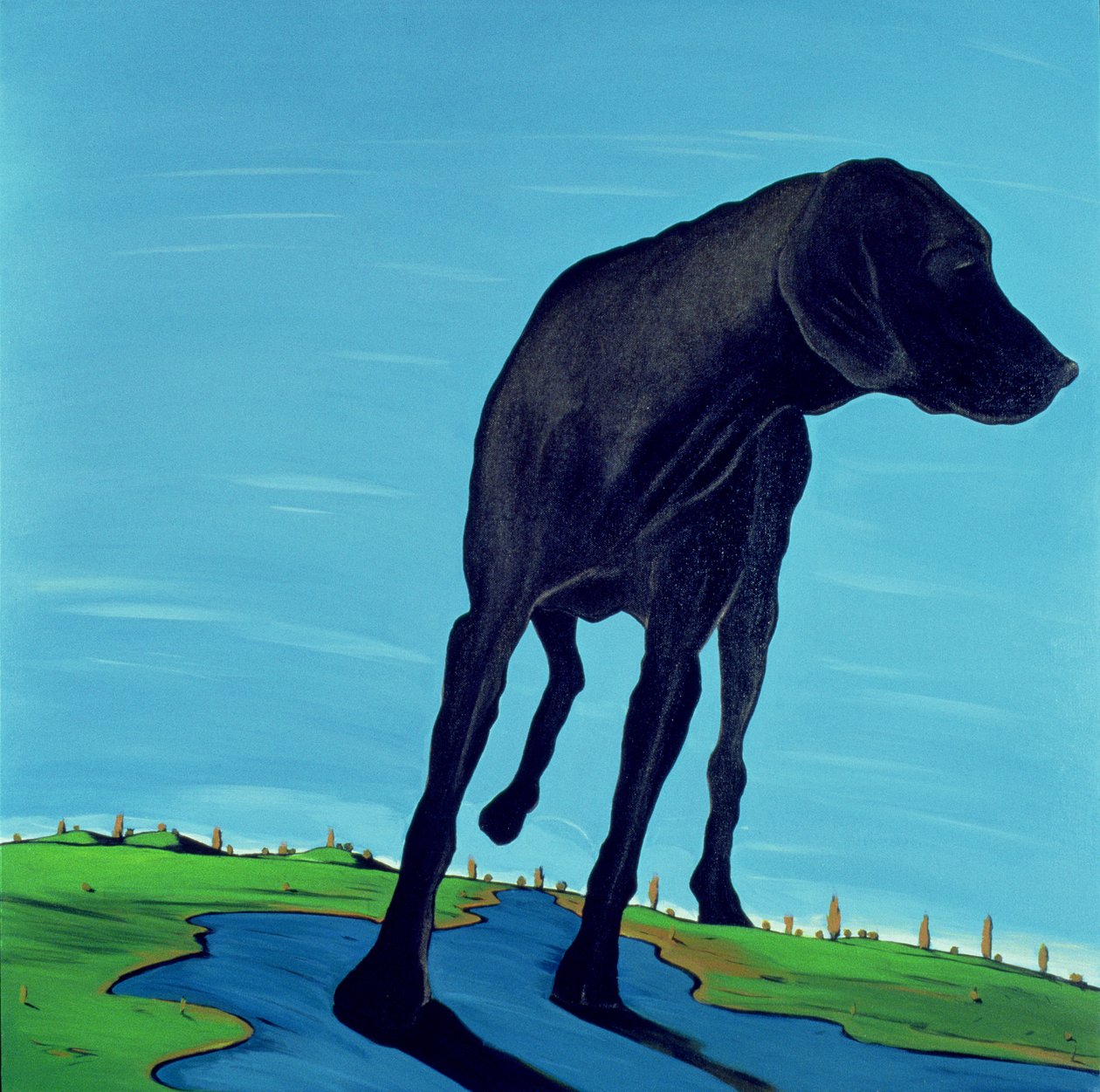 Joes Black Dog (uusi näkymä), 2000 (akryyli kankaalle) tekijältä Marjorie Weiss