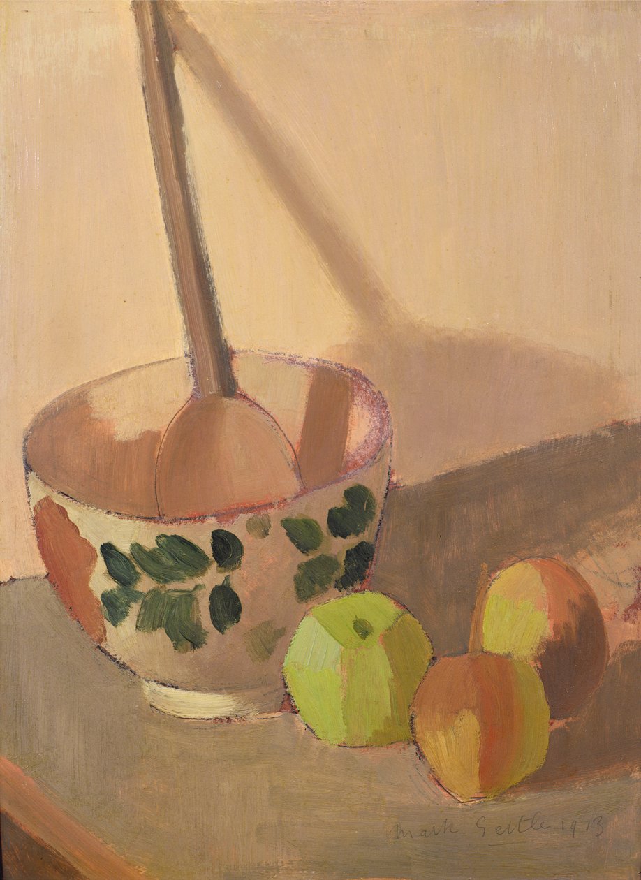 Asetelma omenoiden ja sekoituskulhon kanssa, 1913 (paneeli) tekijältä Mark Gertler