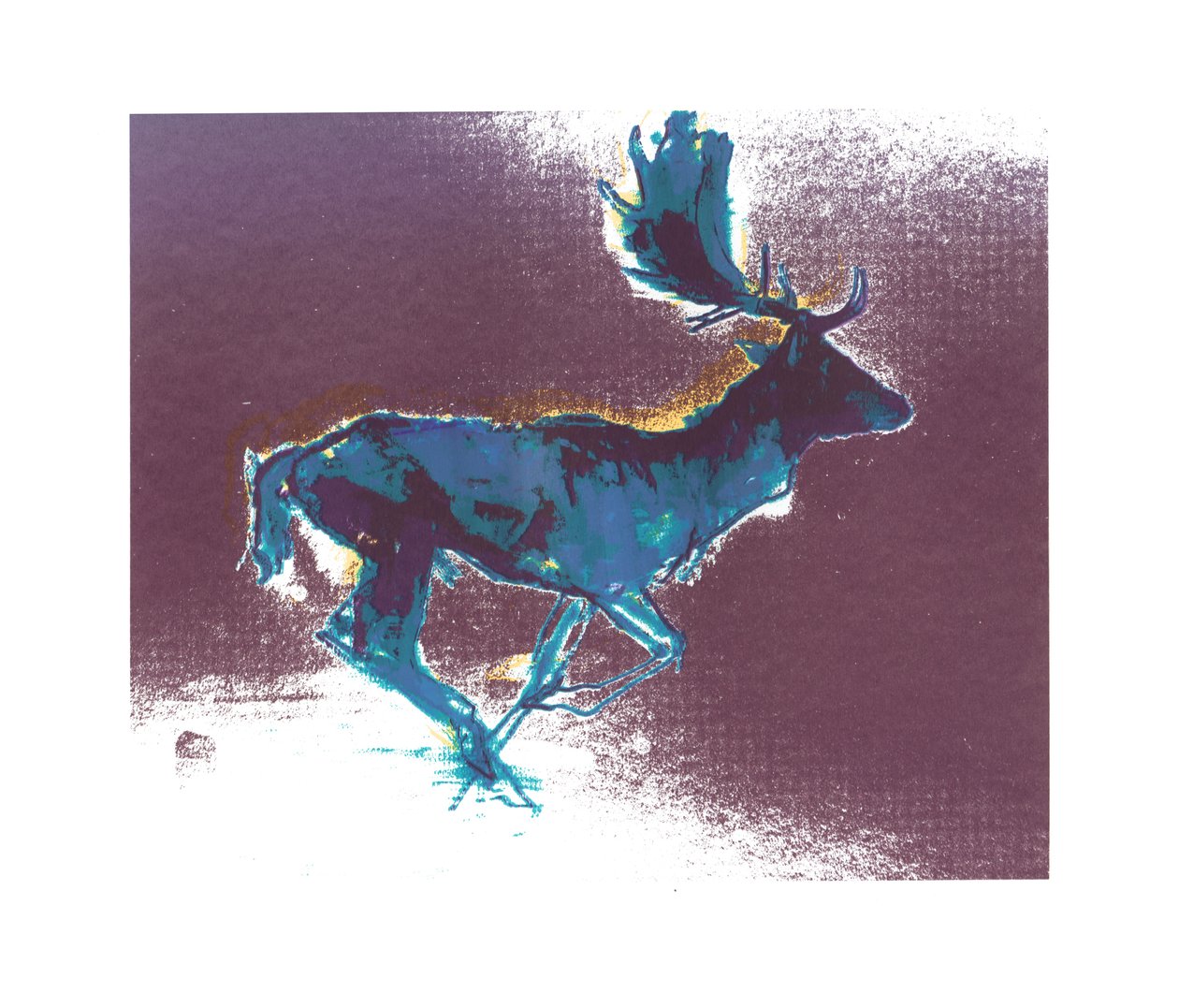 Fallow Buck (sinikeltainen varjo), 2015, (silkkipainatus) tekijältä Mark Adlington