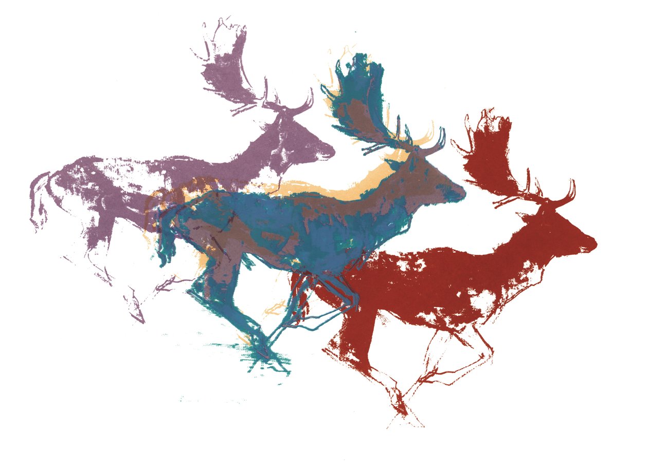 Fallow Bucks (kolme), 2015, (silkkipainatus) tekijältä Mark Adlington