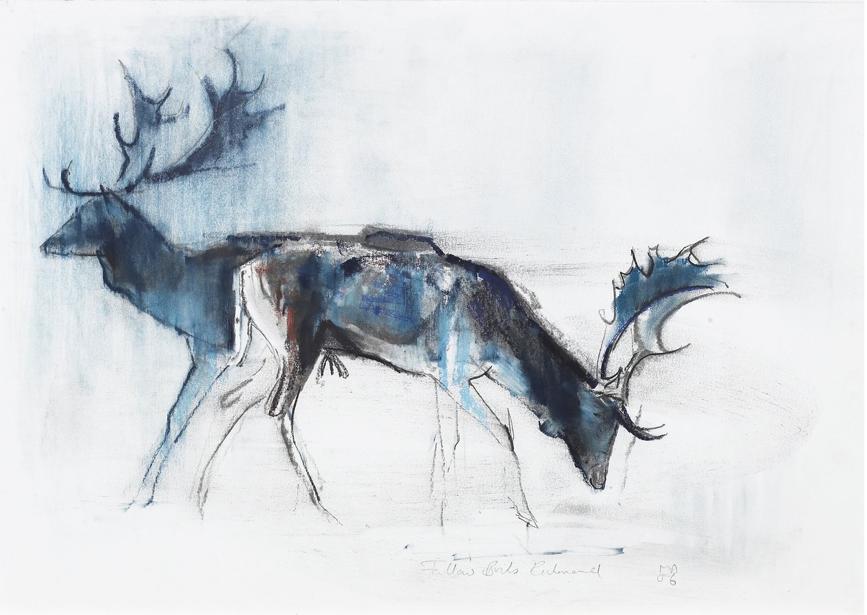 Fallow Bucks, Richmond, 2006 (hiili ja conte paperilla) tekijältä Mark Adlington