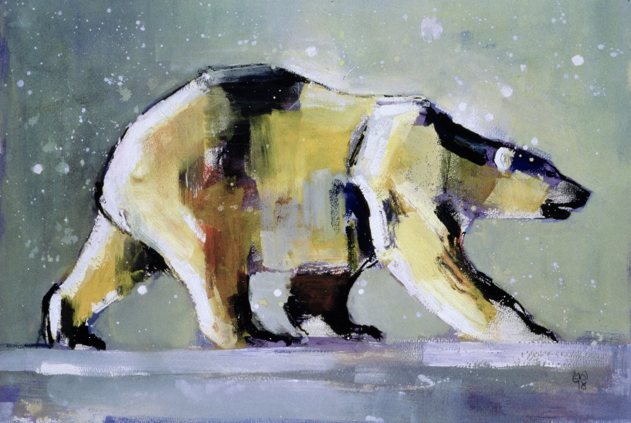 Ice Bear, 1998 (sekoitetut materiaalit paperille) tekijältä Mark Adlington