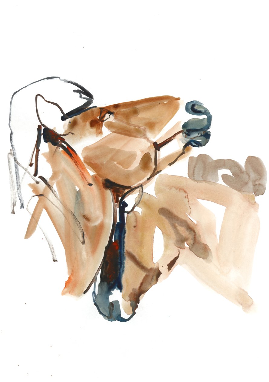 Nuzzle (Przewalski), 2013 (sennelier-muste, akvarelli ja guassi) tekijältä Mark Adlington