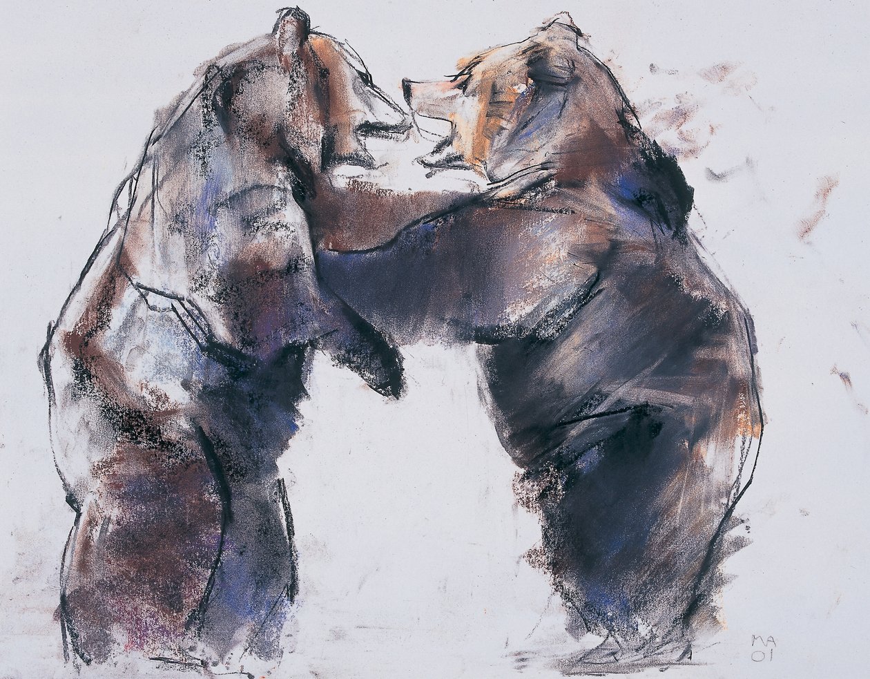 Playfight, 2001 (hiili ja conte paperilla) tekijältä Mark Adlington
