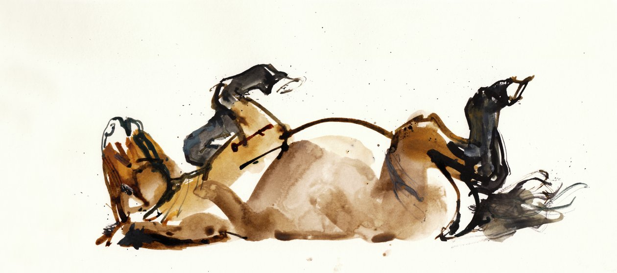 Rolling Horse (Przewalski), 2013 (sennelier-muste, akvarelli ja guassi) tekijältä Mark Adlington