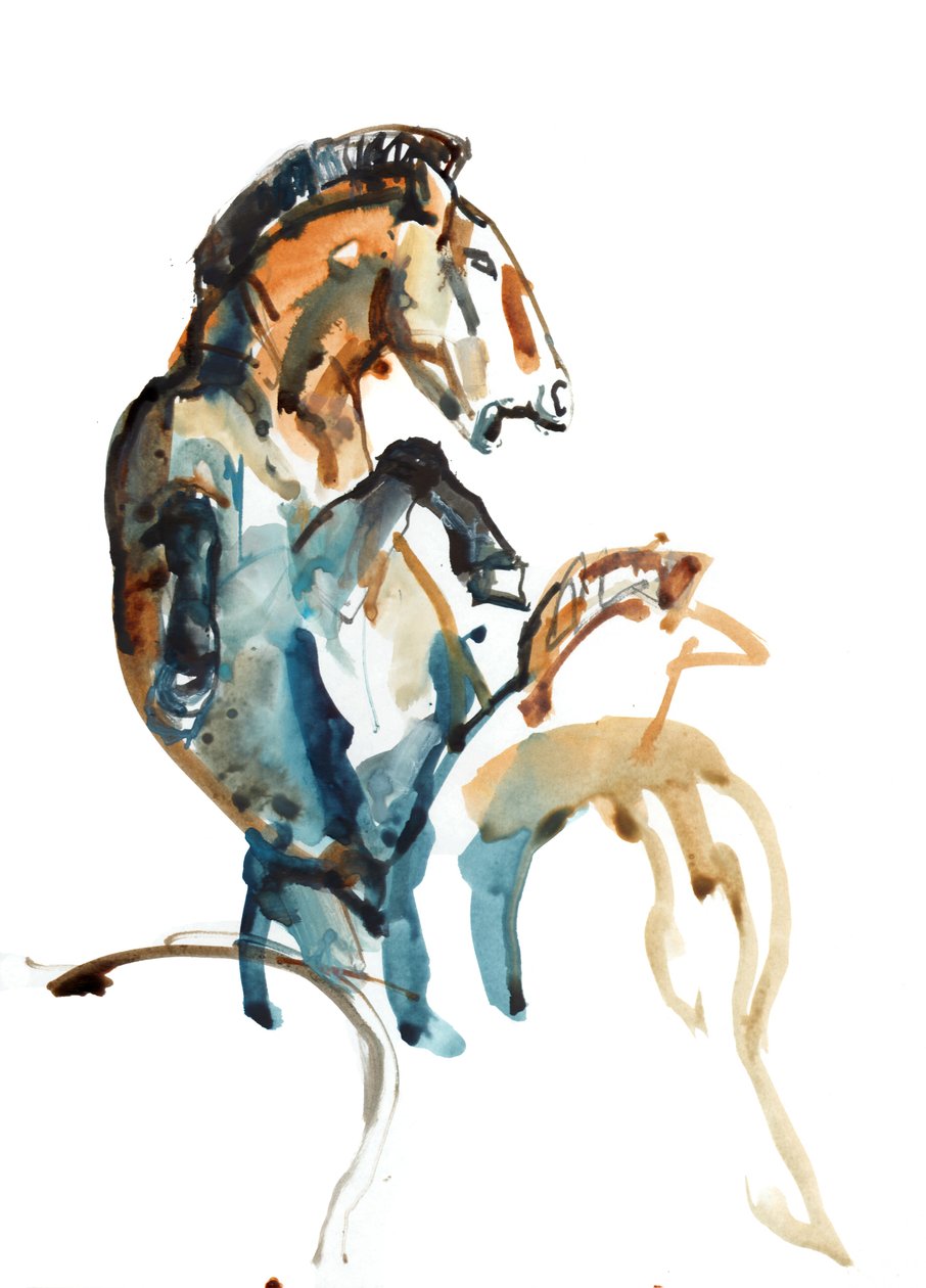 Spirit (Przewalski), 2013 (sennelier-muste, guassi ja akvarelli) tekijältä Mark Adlington