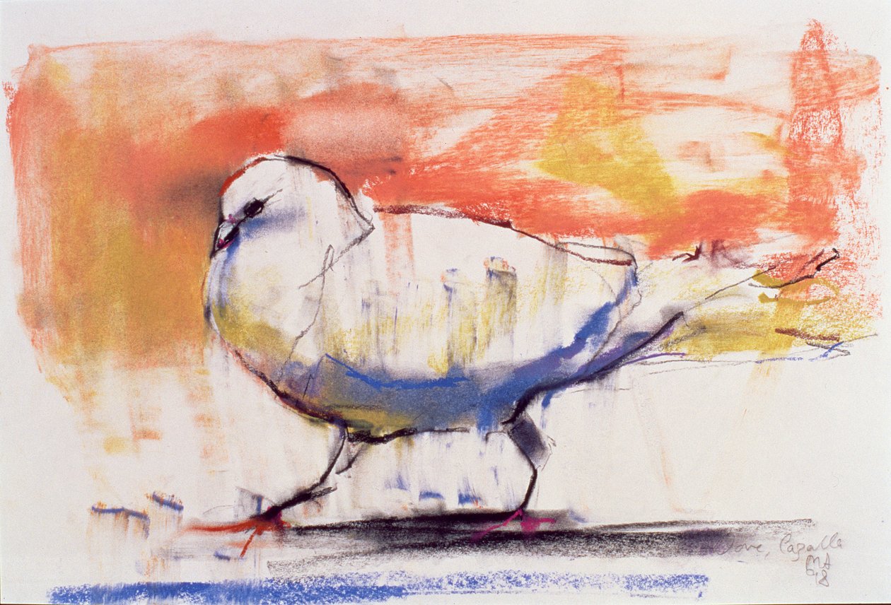 Walking Dove, Trasierra, 1998 (conte ja hiili paperilla) tekijältä Mark Adlington
