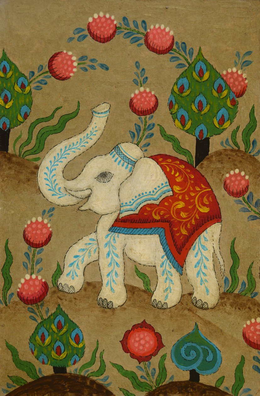Puja-elefantti, 2024 (akryyli ja muste kortille) tekijältä Mark Briscoe