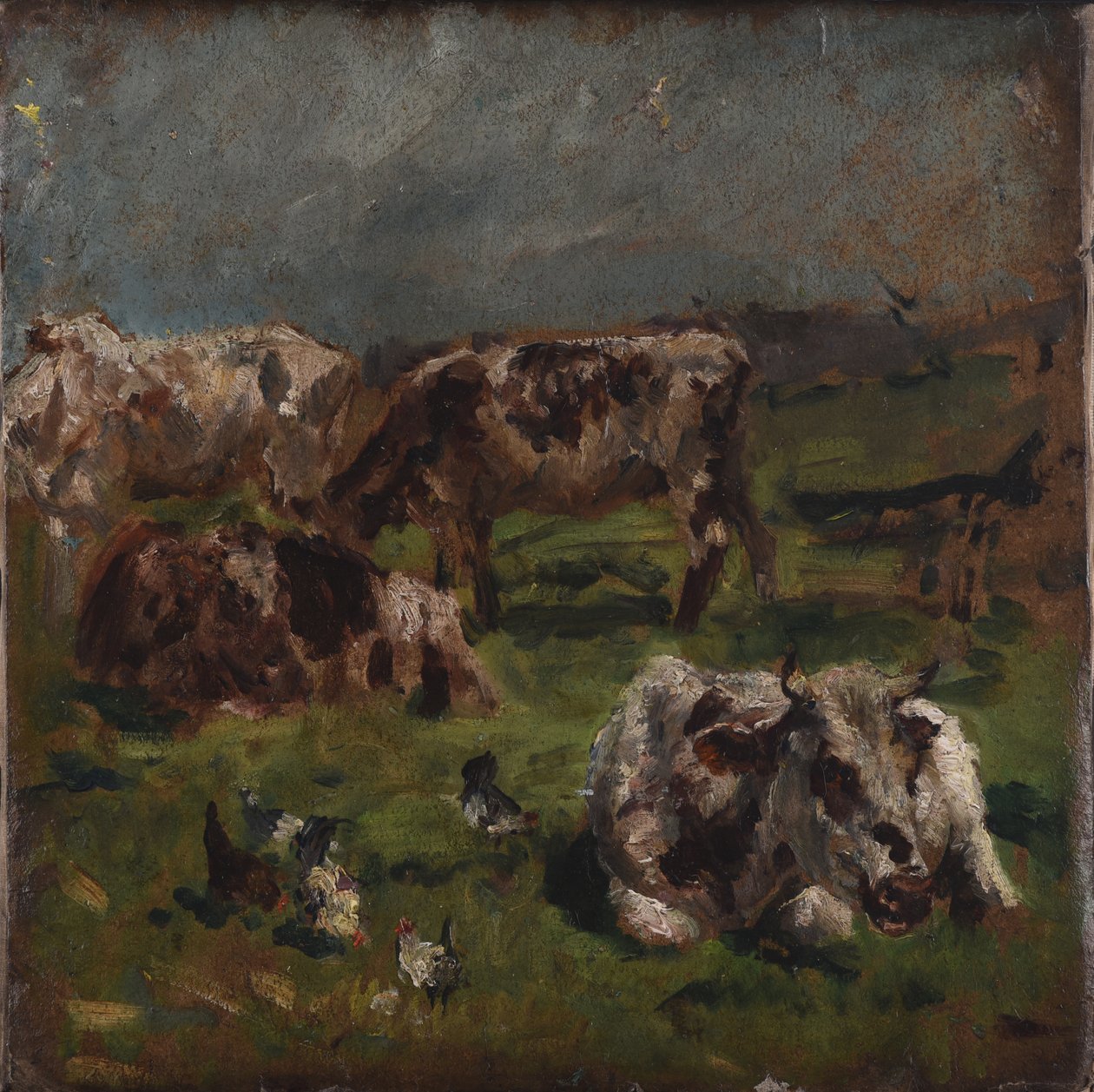 Lehmät ja kanat, n. 1880 tekijältä Mark Fisher